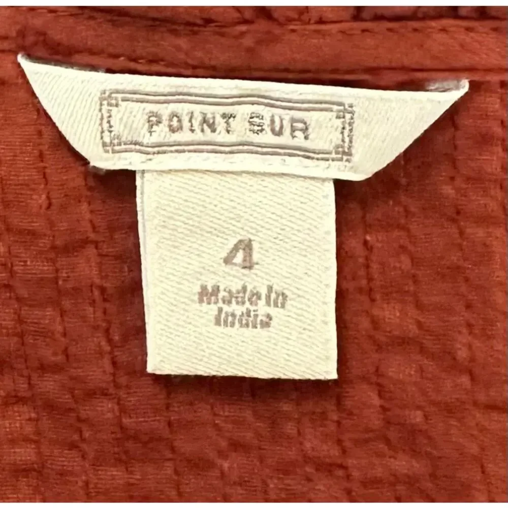 J. Crew Point Sur Ruffle Classic Popover in Clip Dot Deep Redwood Size 4